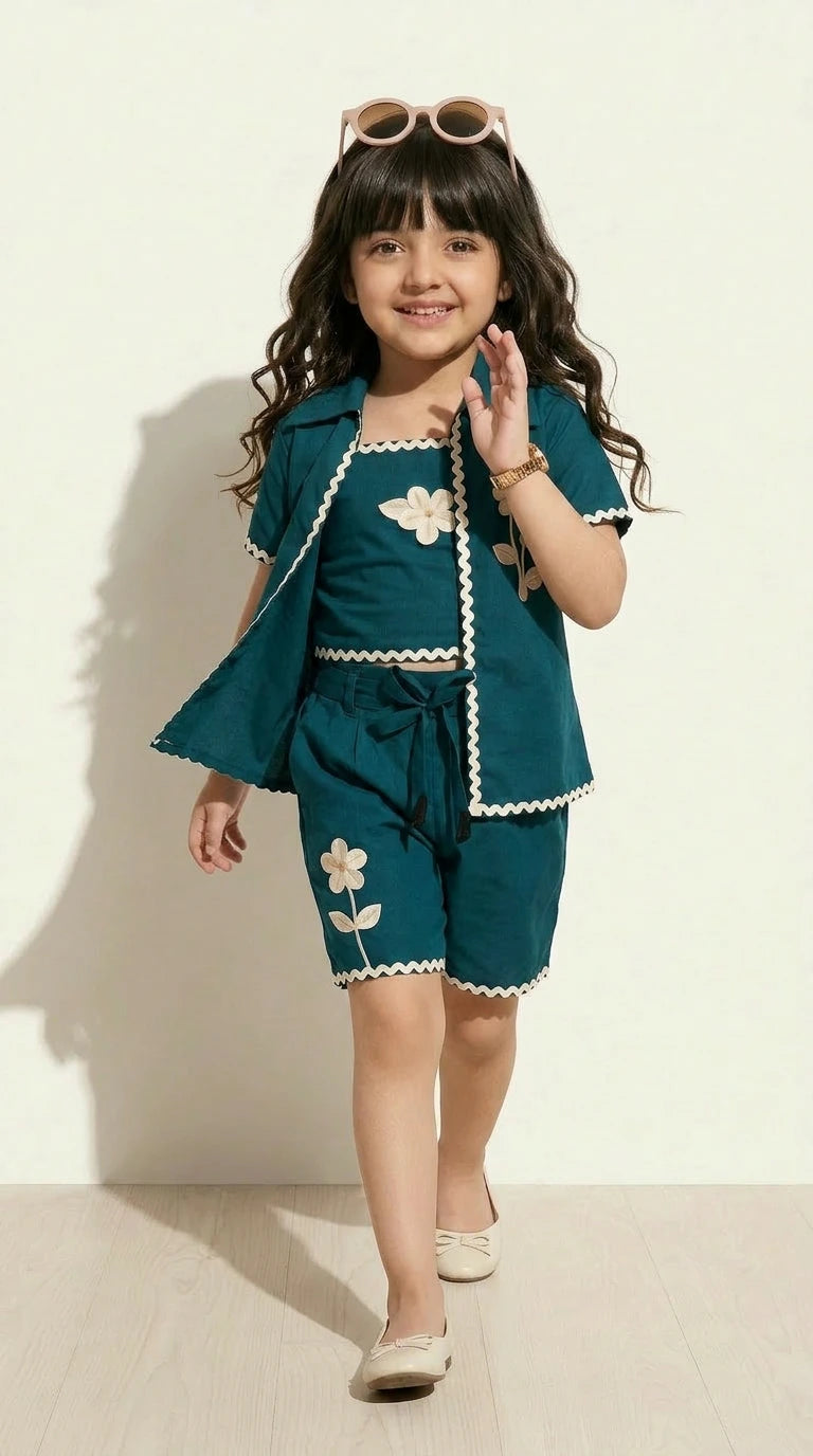 Teal Blossom Summer Co-ord Set