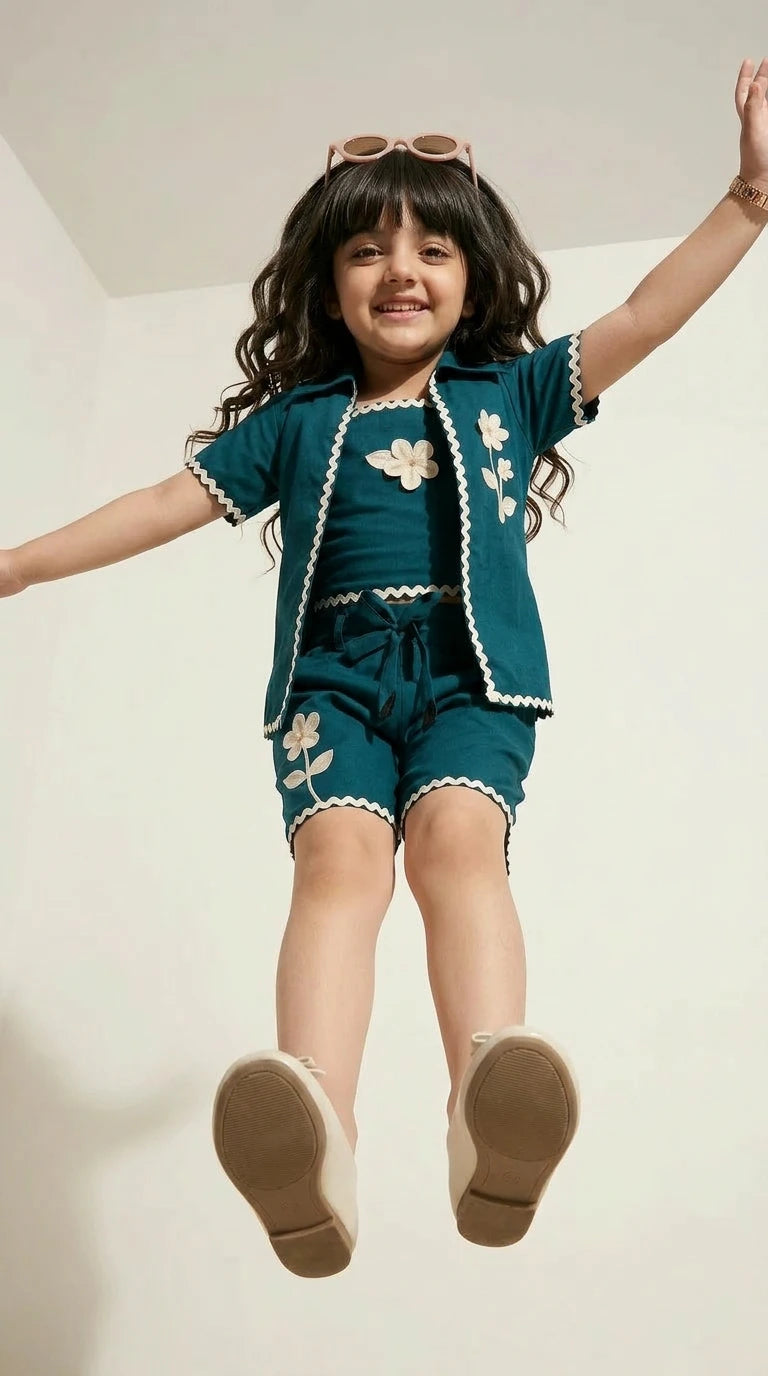 Teal Blossom Summer Co-ord Set
