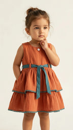 Autumn Bloom Tiered Cotton Dress