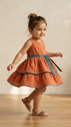 Autumn Bloom Tiered Cotton Dress