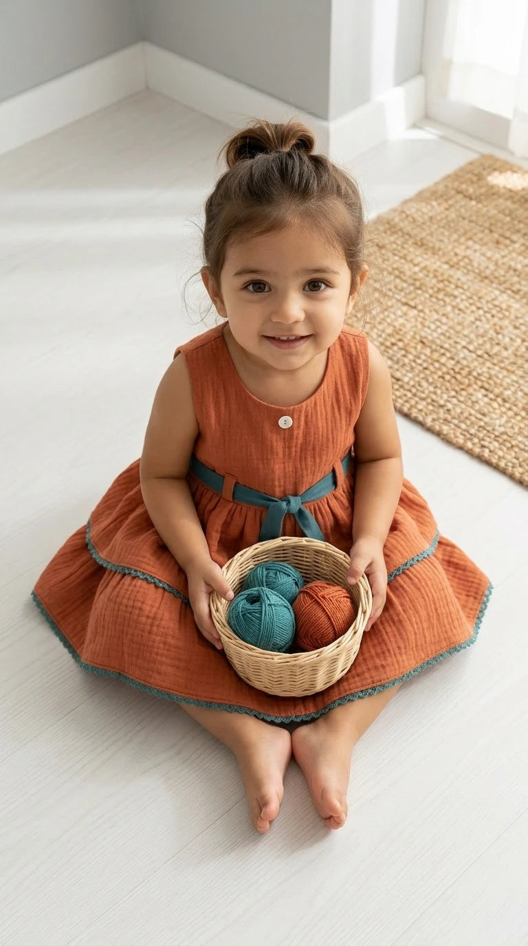 Autumn Bloom Tiered Cotton Dress