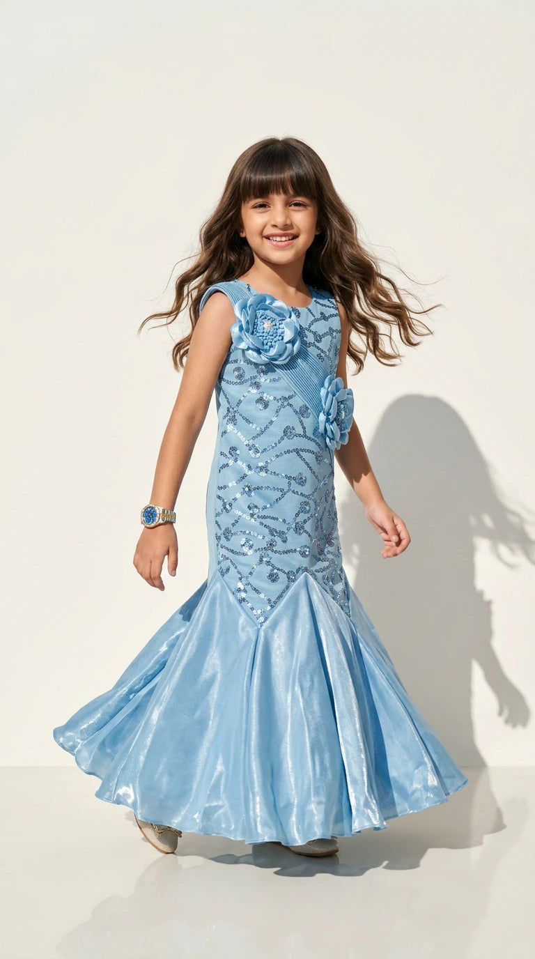 Ocean Bloom Mermaid Princess Gown