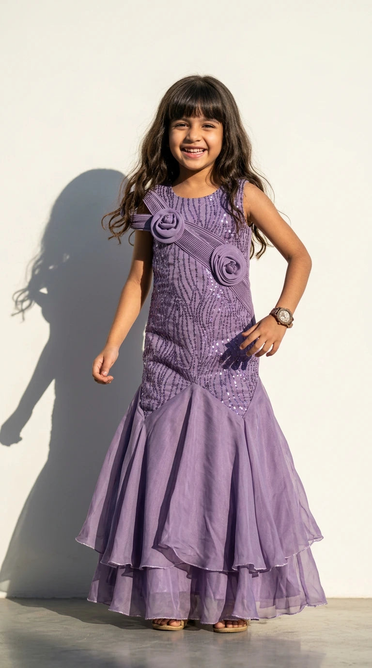 Amethyst Rose Mermaid Princess Gown