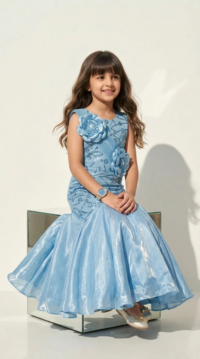 Ocean Bloom Mermaid Princess Gown