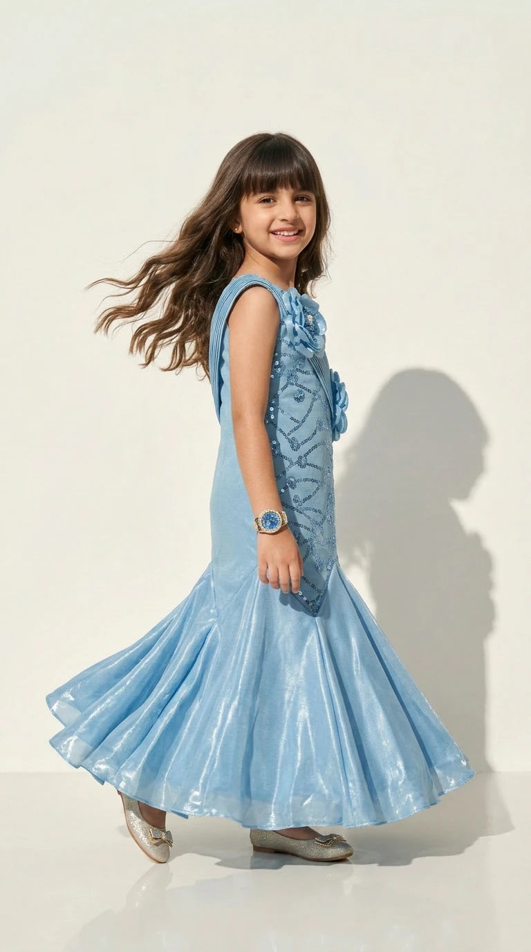 Ocean Bloom Mermaid Princess Gown