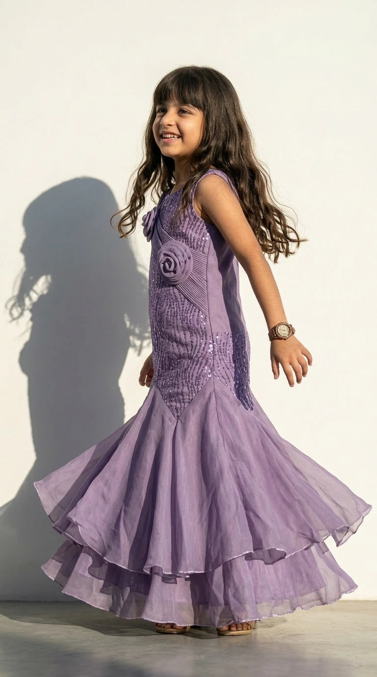 Amethyst Rose Mermaid Princess Gown
