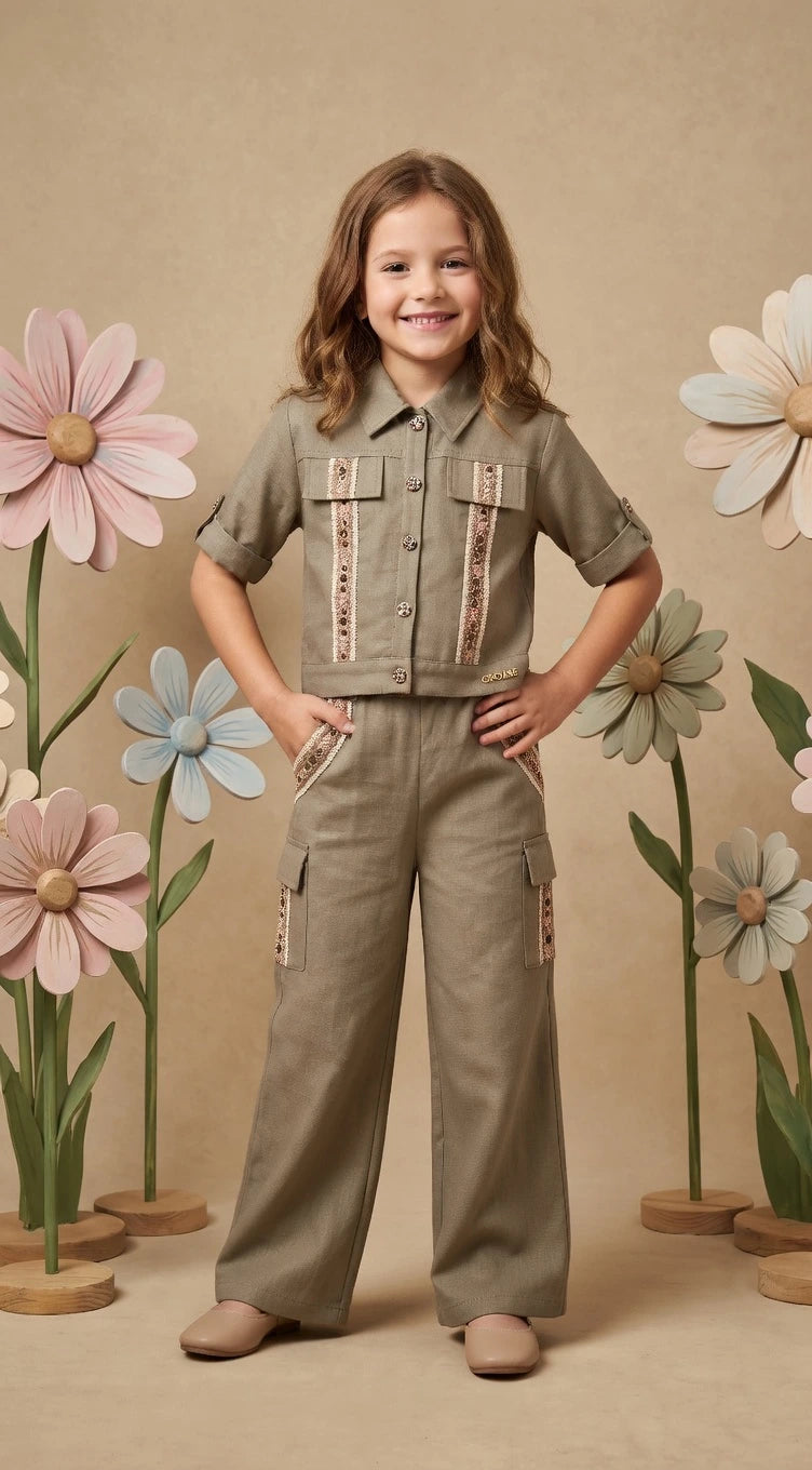ETHNIA Olive Charm Co-ord Set
