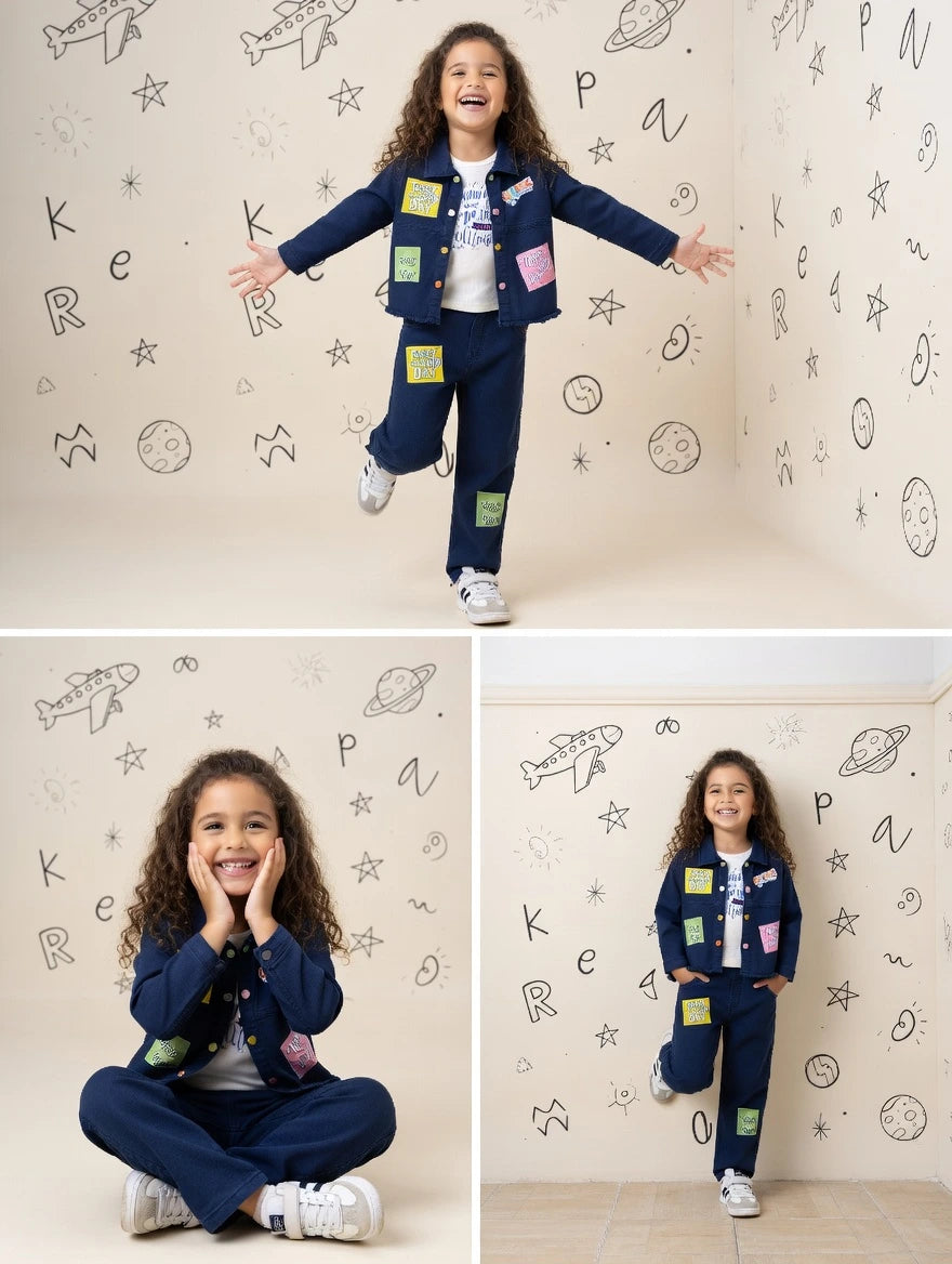 ETHNIA Happy Patch Denim Co-ord Set